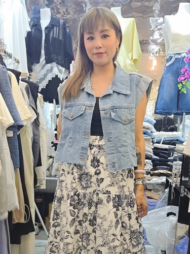 AQ284 Denim Sleeveless 2-Tone Vest