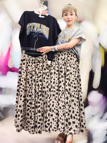 ONH30Space Cotton Top & Leopard Skirt Set