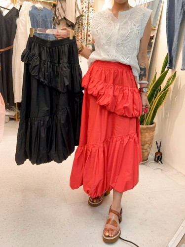 YY194-Ruffled Diagonal Skirt
