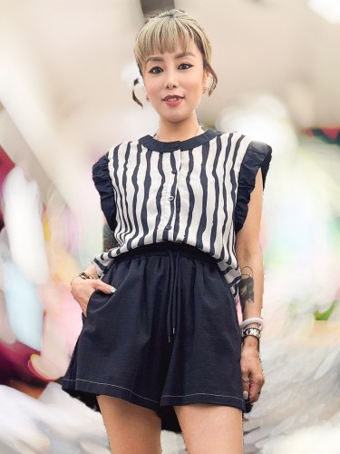 ON36 Navy Vertical Stripes Shorts Set