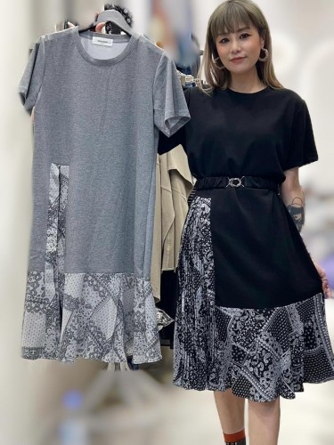 PA218 Tee Dress with Printed Bottom