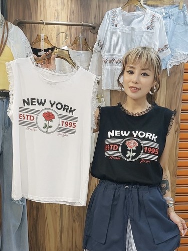 BB91 New York Rose Lace Trim Top