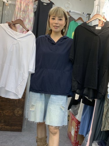 YM49  V Hoodie Loose Top