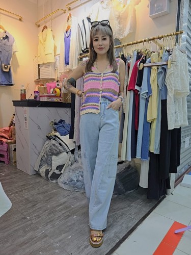  Pe09-side pockets long jeans