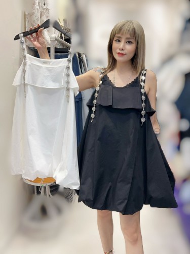 PA177 Bubble Dress with Silver Chain Strap