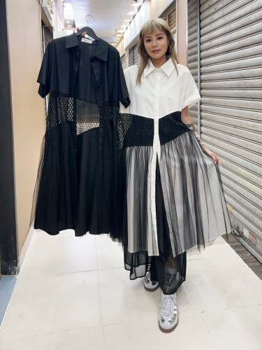  MK136 shirt dress with holes design waist