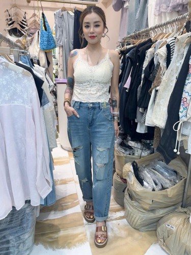 SO74 Ripped Long Jeans