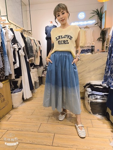 GG70 Denim long skirt