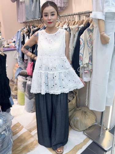 SO 55 Floral Eyelet Vest