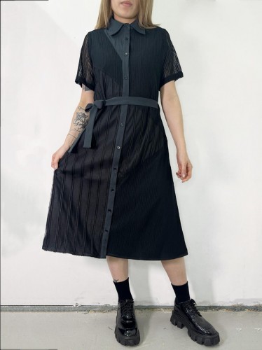 BS.466 修身暗直紋連身裙