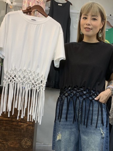  YM31 Tee with Cross Tying Long Tassels,