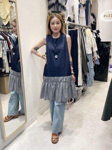PA151 Checks with denim dress