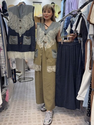 GA84 Denim lace top and pants set