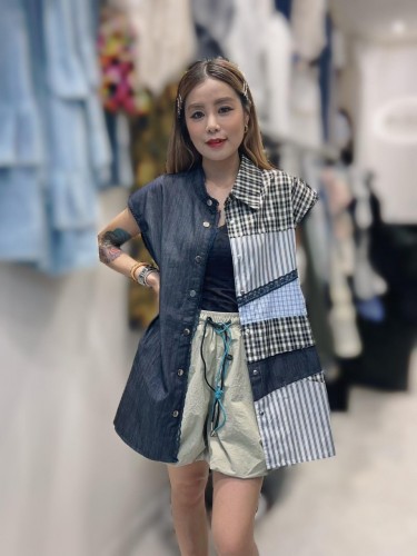 PA141 One side Checked Vest shirt