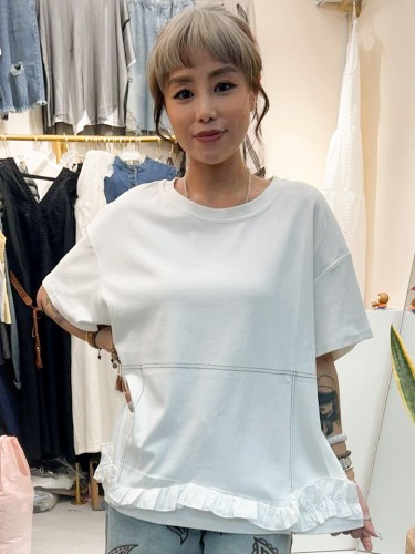 YY203-Ruffled Hem Top