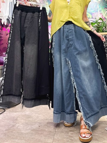 ON44 Washed Denim with Frills Skir