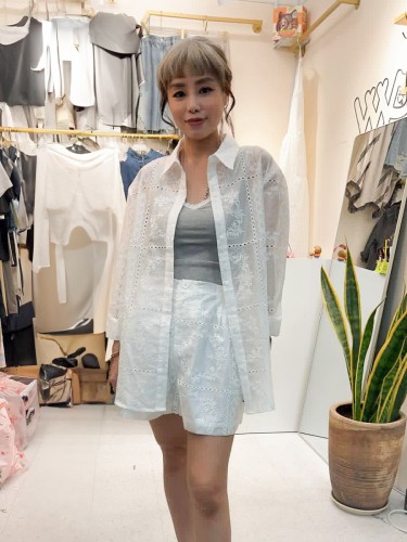 YY188 - EMB eyelet Shirt and shorts set