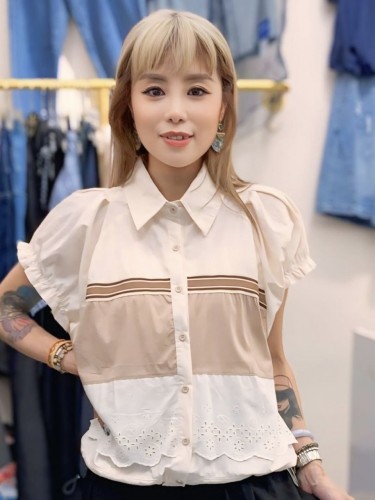 YY227 Elastic sleeve button shirt