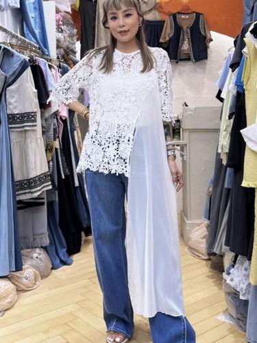 FO84 White Rose Lace with Chiffon