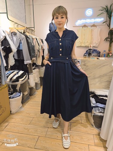 GG59 Dark blue v long dress