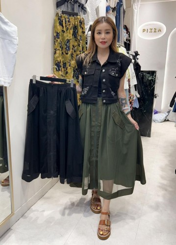 PA162 Mesh layer Flare Skirt