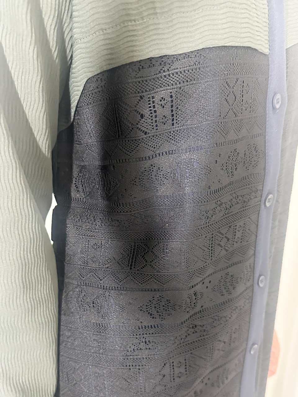 BS523 黑色 蕾絲拼提花條連身恤裙